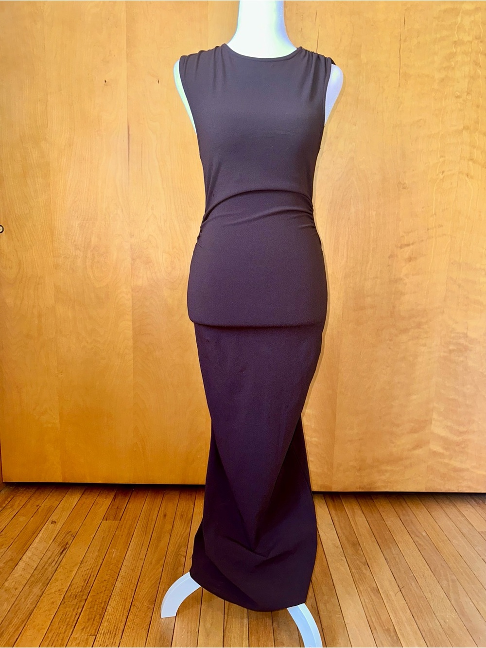 Zara Brown Sleeveless Twist-Back Maxi Dress